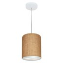 Ver imagem 1 de Lustre Pendente Cilíndrico Md-4012 Cúpula em Tecido 18x25cm Palha - Bivolt