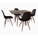 Ver imagem 1 de Conjunto De Mesa De Jantar Eames Eiffel Quadrada 90cm Tampo De Madeira Amêndoa Com 4 Cadeiras Pretas