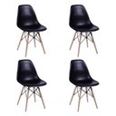 Ver imagem 4 de Conjunto De Mesa De Jantar Eames Eiffel Quadrada 90cm Tampo De Madeira Amêndoa Com 4 Cadeiras Pretas