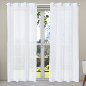 Cortina Voil 4,00m X 2,50m Voal para Sala Quarto Janela Cozinha Apartamento Decorativa Branco