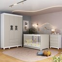 Ver imagem 2 de Quarto de Bebê Completo C/ Berço Americano 3 em 1 Colchão Fofura Multimóveis Mp4665 Branco/off