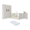 Ver imagem 1 de Quarto de Bebê Completo C/ Berço Americano 3 em 1 Colchão Fofura Multimóveis Mp4665 Branco/off