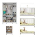 Ver imagem 5 de Quarto de Bebê Completo C/ Berço Americano 3 em 1 Colchão Fofura Multimóveis Mp4665 Branco/off