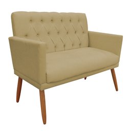 Poltrona Namoradeira Decorativa Nina Pés Palito Capitonê Bege Dimazza Móveis - 2