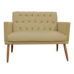 Poltrona Namoradeira Decorativa Nina Pés Palito Capitonê Bege Dimazza Móveis - 1
