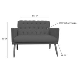 Poltrona Namoradeira Decorativa Nina Pés Palito Capitonê Bege Dimazza Móveis - 3