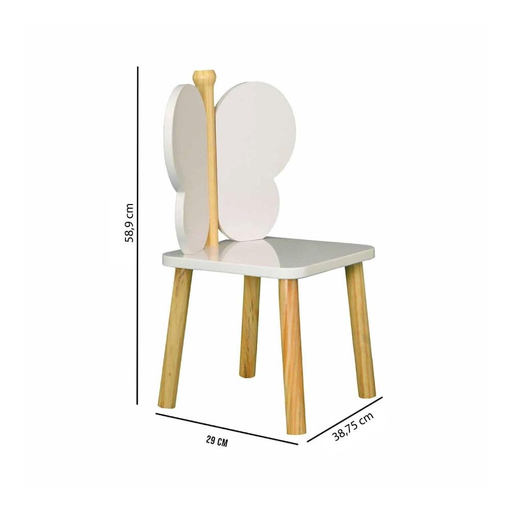 Cadeira Infantil Hora de Brincar Borboleta - Pinus/Branco - 4