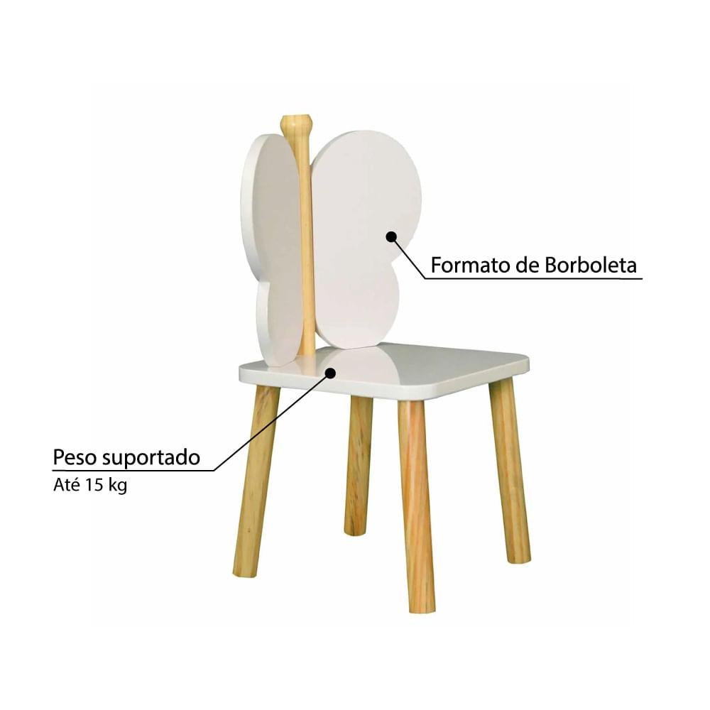 Cadeira Infantil Hora de Brincar Borboleta - Pinus/Branco - 3