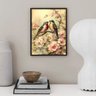 Quadro Arte Desenho Casal de Passarinhos 33x24cm - com Vidro:moldura Preta - 1