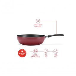 Wok Brinox Vermelha Antiaderente Pro-flon - 24 Cm 2,3 L Linha Garlic Vermelho Brinox - 3