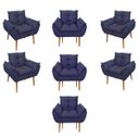 Ver imagem 1 de Kit 07 Poltronas Decorativas Opala Retro Consultório Cor:Azul Marinho