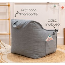 Puff Poltrona Nuvem Infantil Criança com Enchimento de Espuma - Tecido Veludo Verde - 4