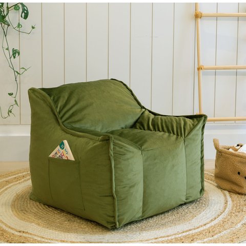 Puff Poltrona Nuvem Infantil Criança com Enchimento de Espuma - Tecido Veludo Verde