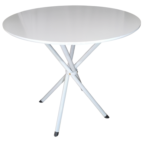 Mesa jantar Italy Redonda 90cm Mdf Branco Suporte Palito Metal