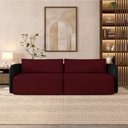 Ver imagem 1 de Sofá Living Sala de Estar Abel 240cm Bipartido Pés de Madeira Pu/veludo Preto/bordô G33 - Gran Belo