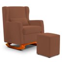 Ver imagem 1 de Poltrona de Amamentação e Descanso Zoe com Base Balanço e Puff Veludo Terracota - Desk Design