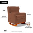 Ver imagem 3 de Poltrona de Amamentação e Descanso Zoe com Base Balanço e Puff Veludo Terracota - Desk Design