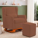 Ver imagem 5 de Poltrona de Amamentação e Descanso Zoe com Base Balanço e Puff Veludo Terracota - Desk Design