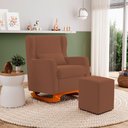 Ver imagem 7 de Poltrona de Amamentação e Descanso Zoe com Base Balanço e Puff Veludo Terracota - Desk Design
