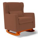 Ver mais imagens de Poltrona de Amamentação e Descanso Zoe com Base Balanço e Puff Veludo Terracota - Desk Design