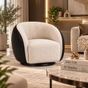 Ver imagem 2 de Poltrona Giratória 360° Orgânica Bouclé Sala Recepção Nuvem:Bouclê/Courino Sintético/ Off White Deta