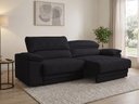 Ver imagem 1 de Sofá Leon 2,00m com Molas Retrátil Reclinável Velosuede - Netsofas - Preto