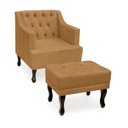 Ver imagem 1 de Kit 1 Poltrona Elizabeth + 1 Puff Retro para Sala de Estar Clássica Confortável e Reforçada Suede