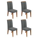 Ver imagem 1 de Conjunto Kit com 4 Cadeiras Estofadas para Sala de Jantar Yasmin MDF Freijó Linho Granito DJ Móveis