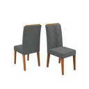 Ver imagem 3 de Conjunto Kit com 4 Cadeiras Estofadas para Sala de Jantar Yasmin MDF Freijó Linho Granito DJ Móveis
