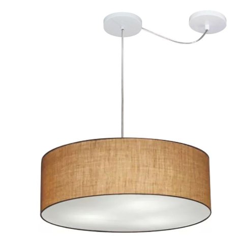 Lustre Pendente Cilíndrico Com Desvio de Centro Vivare Md-4222 Cúpula em Tecido 45x15cm - Bivolt - P