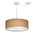 Ver imagem 1 de Lustre Pendente Cilíndrico Com Desvio de Centro Vivare Md-4222 Cúpula em Tecido 45x15cm - Bivolt - P