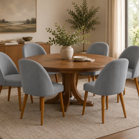 Kit 6 Cadeiras Estofada Moderna Sala de Jantar Lua Cinza