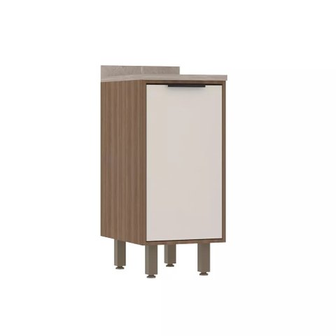 Balcão Cozinha 1 Porta 40 C/ Tampo - Módulo Cozinha Aspen - Luciane 0401:vanilla / Beige