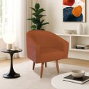 Ver imagem 1 de Poltrona Jade Decorativa Moderna Sala de Estar Quarto Escritório Conforto Corano Nozes e Suede Pés P