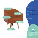 Ver imagem 4 de Poltrona Jade Decorativa Moderna Sala de Estar Quarto Escritório Conforto Corano Nozes e Suede Pés P