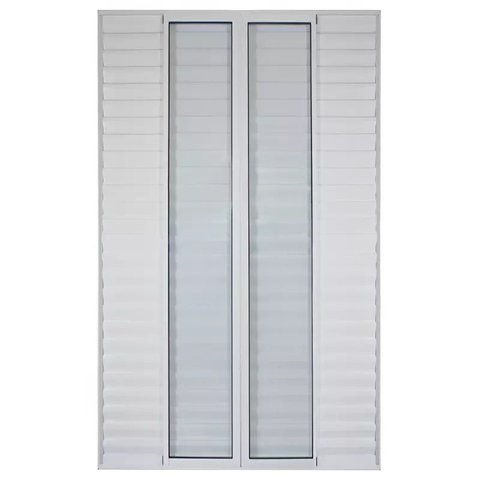 Porta Balcão de Correr com Veneziana de Alumínio Branco 6 Folhas Cmc Classic - 2.10 (a) X 1.50 (l)
