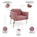 Ver imagem 3 de Poltrona para Sala Pé Metal Dourado Kit 2 Ana Suede Rosê - Ibiza