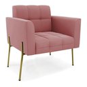 Ver imagem 6 de Poltrona para Sala Pé Metal Dourado Kit 2 Ana Suede Rosê - Ibiza