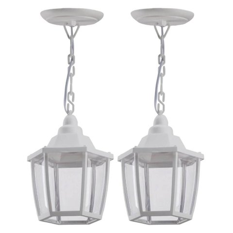 2 Luminárias Pendentes Teto E27 Branca Aberta Heritage Sala Iluminação Varanda