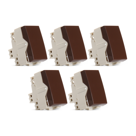 Kit 5 Módulos Interruptor Simples Sleek Marrom Margirius Cor:marrom