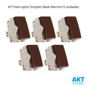 Ver imagem 2 de Kit 5 Módulos Interruptor Simples Sleek Marrom Margirius Cor:marrom