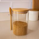 Ver imagem 2 de Jogo 2 Potes Vidro Hermético 870ml com Tampa Bambu e Colher Bambu - Tuut