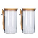Ver imagem 1 de Jogo 2 Potes Vidro Hermético 870ml com Tampa Bambu e Colher Bambu - Tuut
