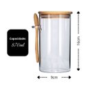 Ver imagem 4 de Jogo 2 Potes Vidro Hermético 870ml com Tampa Bambu e Colher Bambu - Tuut