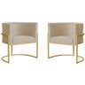 Kit 2 Poltronas Decorativa Sala de Estar Luana Base Gold Suede Bege - Montanaris Decor - 1