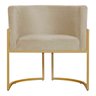 Kit 2 Poltronas Decorativa Sala de Estar Luana Base Gold Suede Bege - Montanaris Decor - 5