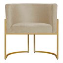 Ver imagem 3 de Kit 2 Poltronas Decorativa Sala de Estar Luana Base Gold Suede Bege - Montanaris Decor