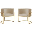 Ver imagem 2 de Kit 2 Poltronas Decorativa Sala de Estar Luana Base Gold Suede Bege - Montanaris Decor