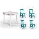 Ver imagem 1 de Conjunto Mesinha Infantil Branca com 4 Cadeiras Kids Turquesa - Straub Web