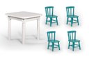 Ver imagem 1 de Conjunto Mesinha Infantil Branca com 4 Cadeiras Kids Turquesa - Straub Web